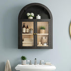 Arched Wall Mounted Medicine Cabinets with Tempered Glass Doors,Bathroom Cabinet with Adjustable Shelf for Kitchen,Living Room