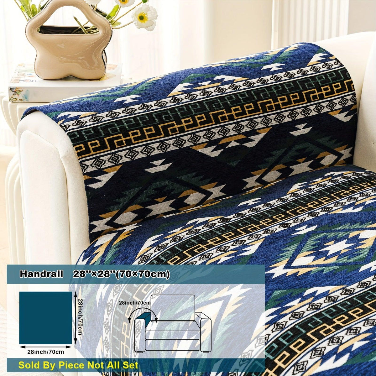 Boho Winter Couch Cover - Chic Snow Chenille Pet Protector