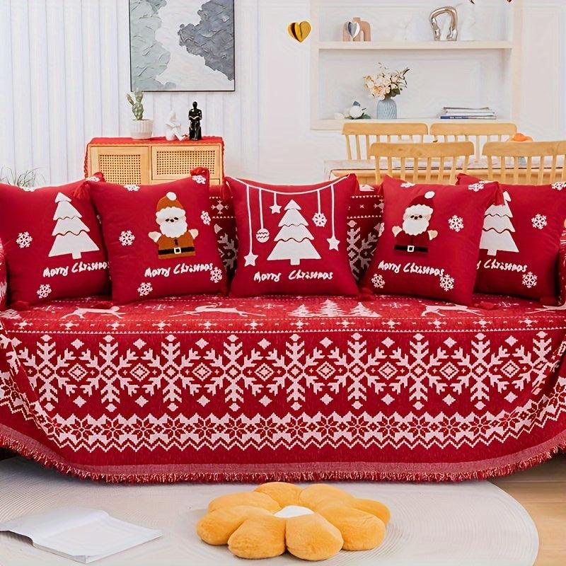 Festive Red Christmas Sofa Cover