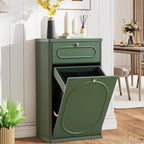 Giratree Tilt Out, Wood Kitchen Garbage Bin with Drawer, Fluted 10 Gallon Laundry Hamper