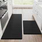 Kitchen Mats, 2PCS Kitchen Rugs, Cushioned anti Fatigue Kitchen Mats for Floor, Non-Slip Standing Desk Mat, Waterproof Kitchen Rug Set for Kitchen,20" X 32"+20" X 94.5"-Full 1Inch Thick,Black