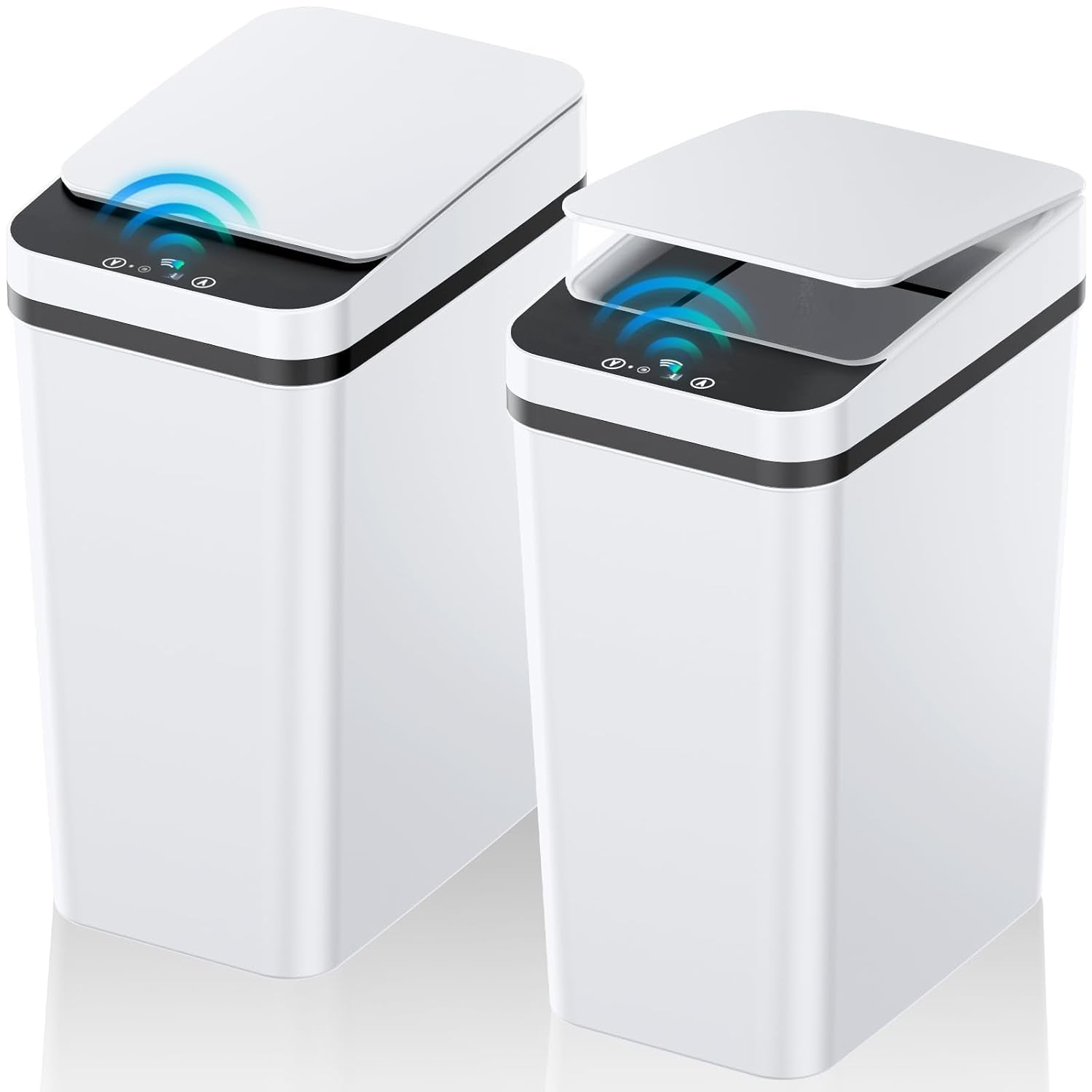 Automatic Touchless, Smart Garbage Can with Lid, 2 Pack 4 & 2.2 Gallon , Motion Sensor