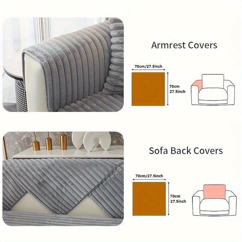 Luxurious Rabbit Fur Sofa Slipcover | Non-Slip Light Grey for Pet/Kid Protection