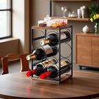 SUOERNUO Wood Countertop Wine Rack No Assembly Needed 6-Bottle Capacity