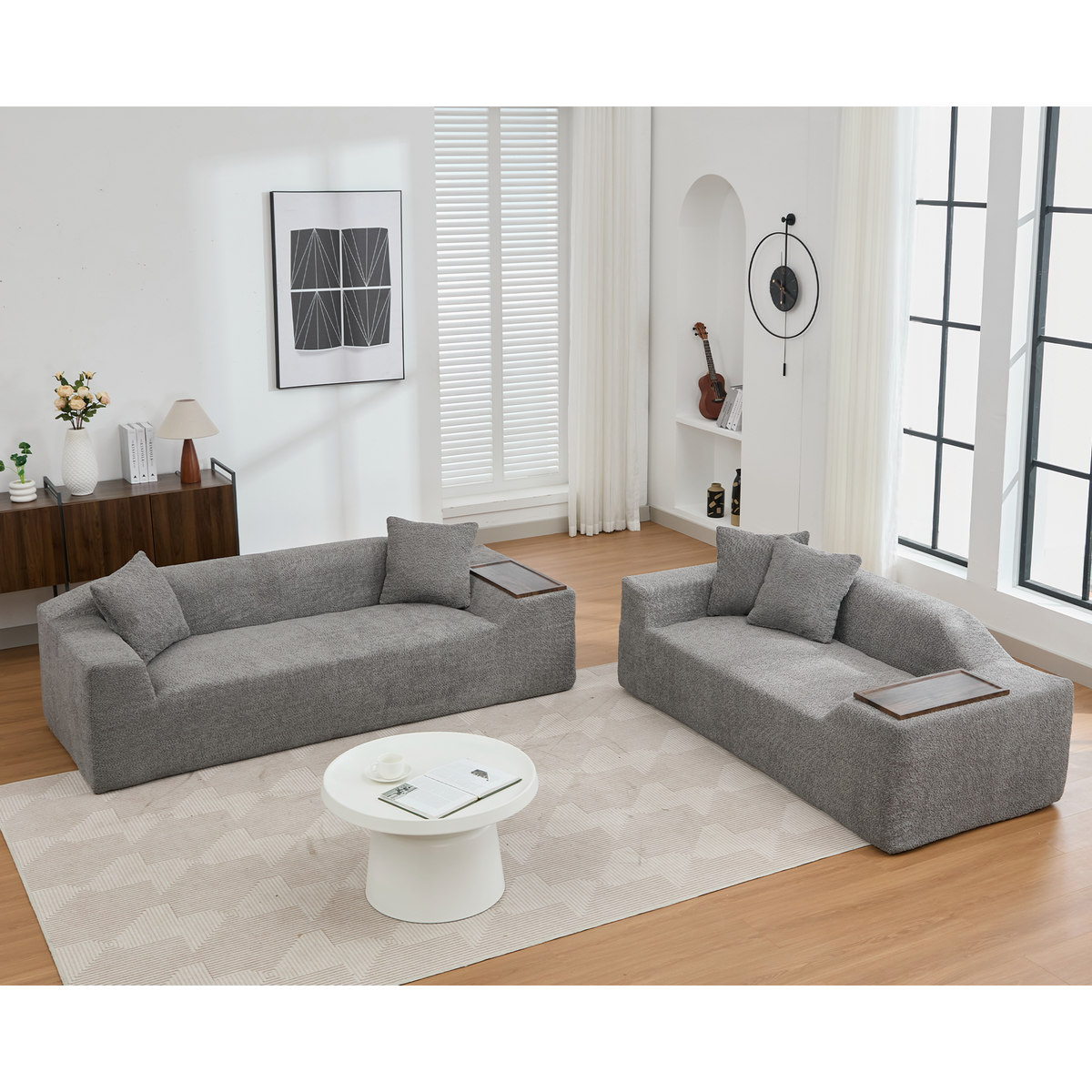 2 Pc Boucle Cloud Sofa Set, Affordable & Modern
