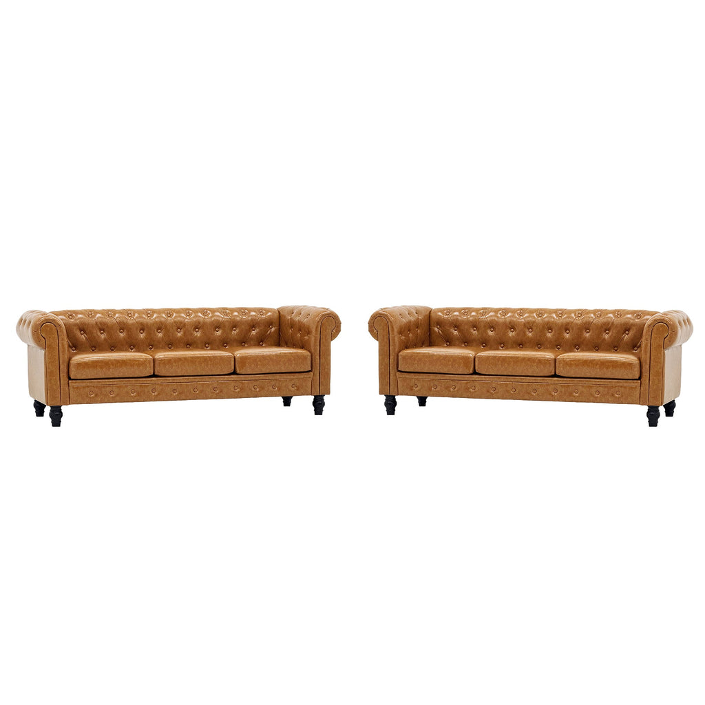 2PC Elegant PU Leather Sofa Set