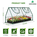 Grezone Portable Mini Cloche Greenhouse Elevated Bottom Reinforced High Light Transmission Waterproof UV Resistant Hot House for Indoor Outdoor