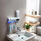 3-In-1 Toothbrush Holder with Smart Automatic Toothpaste Dispenser USB Charging Wall-Mounted Bathroom Storage Box Holds up to 4 Brushes Simultaneously Space-Saving