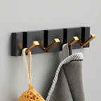 Black Gold, Folding Towel Hanger 2way Installation Wall Hooks Coat Clothes Towel Umbrella Leash Holder for Bathroom Kitchen Bedroom Hallway Pantry Laundry Entry Patio Pets