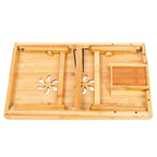 Lap Desk 21" X 13", Nature Bamboo Folding Laptop Desk, Bed Tray Table for Computer, Adjustable Computer Notebook Desk Laptop Stand, Natural
