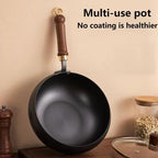 Thick Japanese Iron Pan, Uncoated Cast Iron, Hand-Forged Non-Stick Pan High-Purity