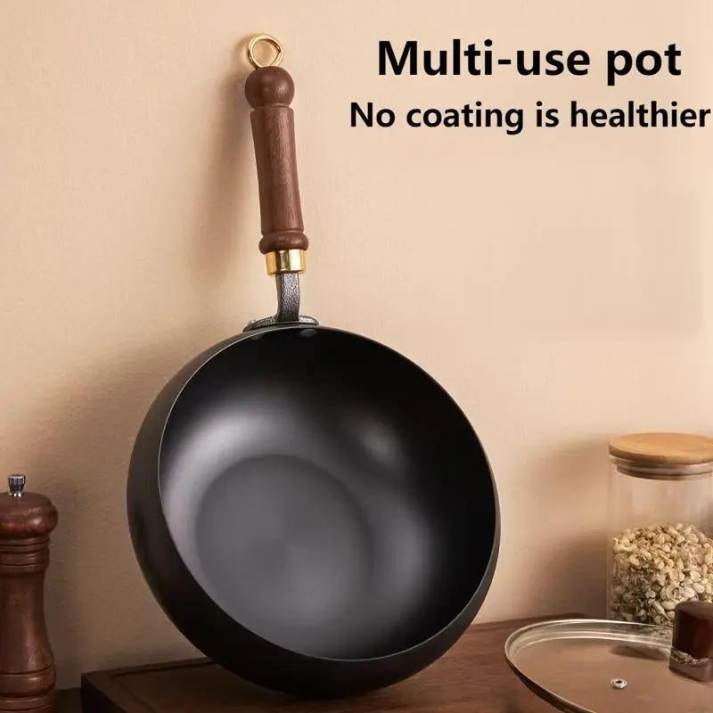 Thick Japanese Iron Pan, Uncoated Cast Iron, Hand-Forged Non-Stick Pan High-Purity