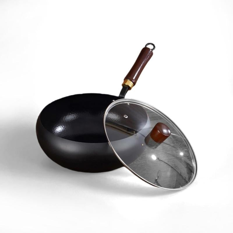 Thick Japanese Iron Pan, Uncoated Cast Iron, Hand-Forged Non-Stick Pan High-Purity