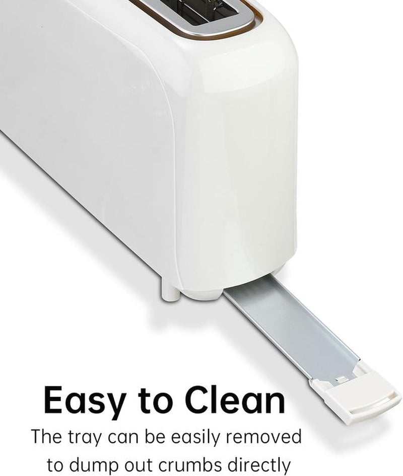 Fits-Anywhere 750W Slim Toaster with 6 Shade Settings, Cancel, Reheat & Defrost, Removable Crumb Tray - Perfect Toast Every Time!