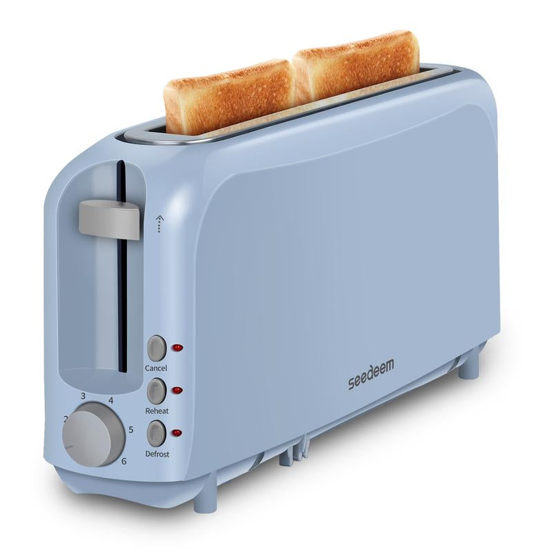 Fits-Anywhere 750W Slim Toaster with 6 Shade Settings, Cancel, Reheat & Defrost, Removable Crumb Tray - Perfect Toast Every Time!