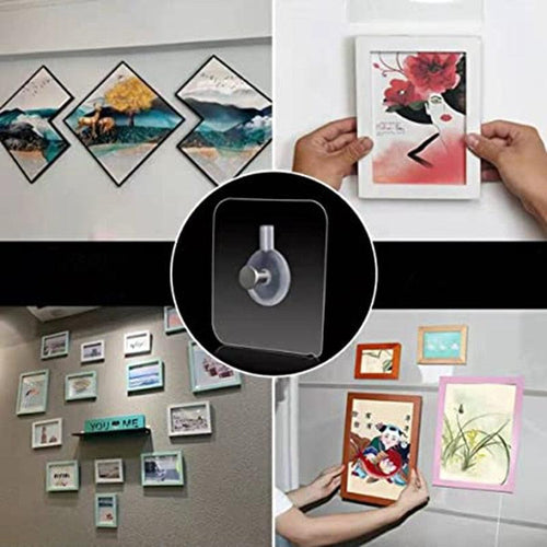 10 Pcs Punch-Free Non-Marking Strong Adhesive Wall Picture Hook Invisible Traceless Hardware Drywall Hooks Towel Hook Self Adhesive Key Holder Wall Hook Clothes Coat Robe Hooks Cabinet Closet Door Hanger