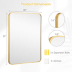 Metal Framed Bathroom Mirror with Rounded Corners