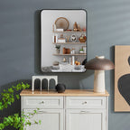 Metal Framed Bathroom Mirror with Rounded Corners