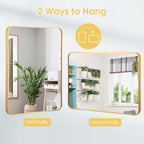 Metal Framed Bathroom Mirror with Rounded Corners
