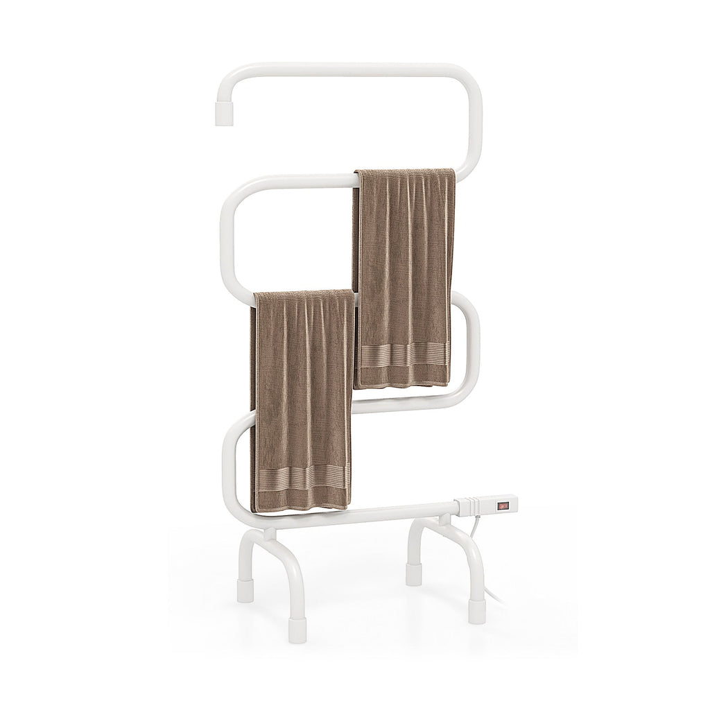 100W Electric Towel Warmer Drying Rack, Freestanding Towel Rack Warmer or Wall Mounted Towel Rack Warmer Silver