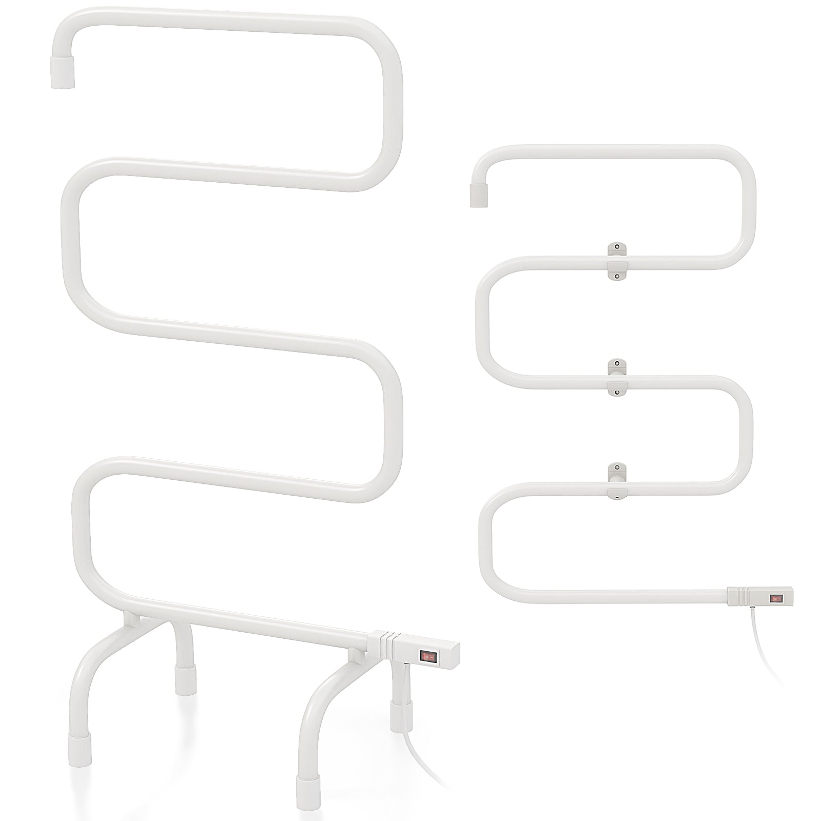 100W Electric Towel Warmer Drying Rack, Freestanding Towel Rack Warmer or Wall Mounted Towel Rack Warmer Silver