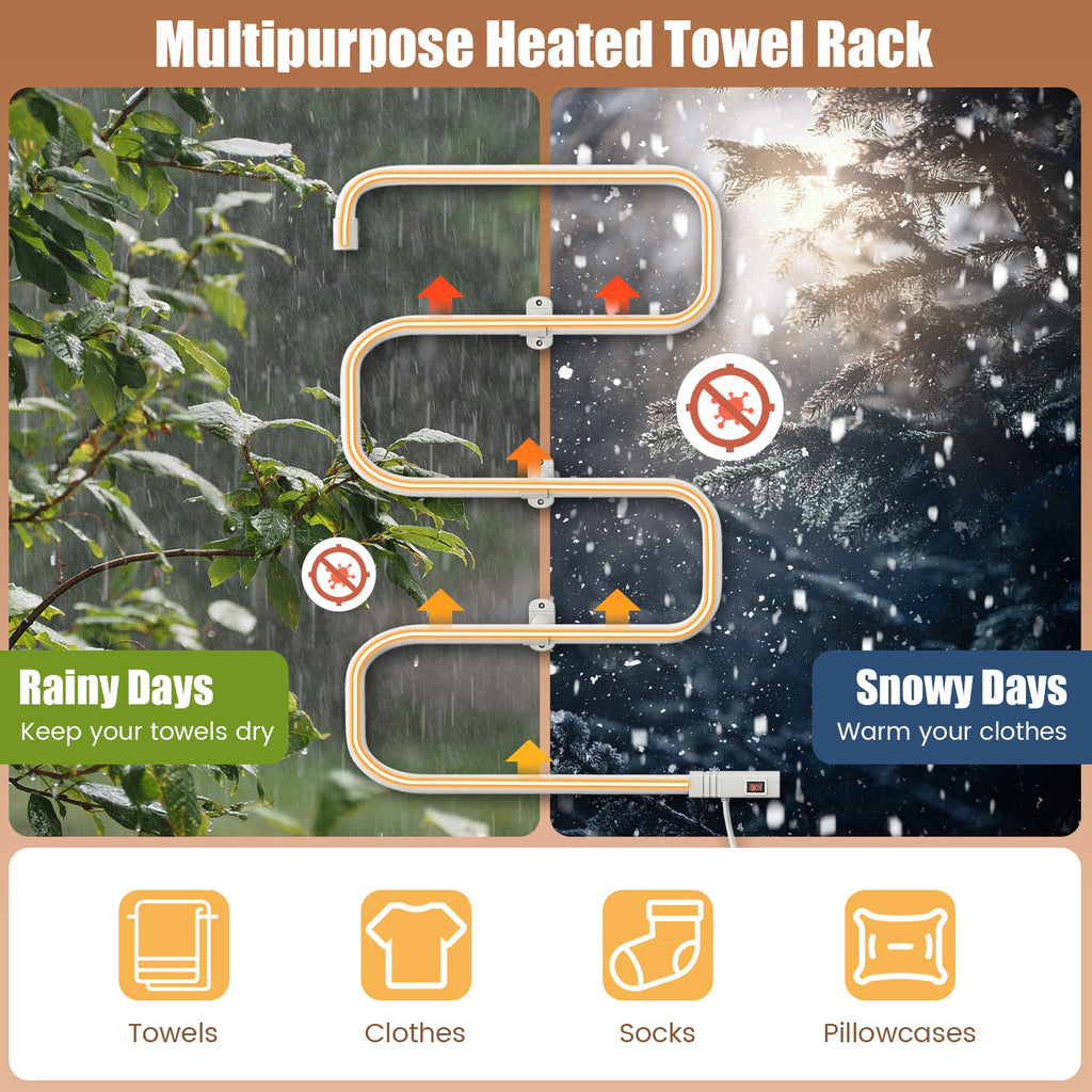 100W Electric Towel Warmer Drying Rack, Freestanding Towel Rack Warmer or Wall Mounted Towel Rack Warmer Silver