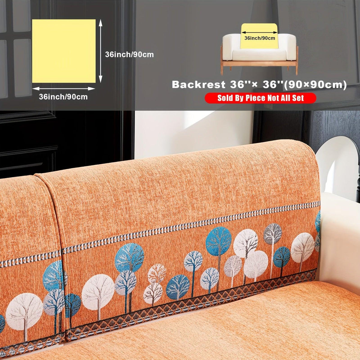 Autumn Trees Boho Chenille Sofa Cover Pet/Kid friendly