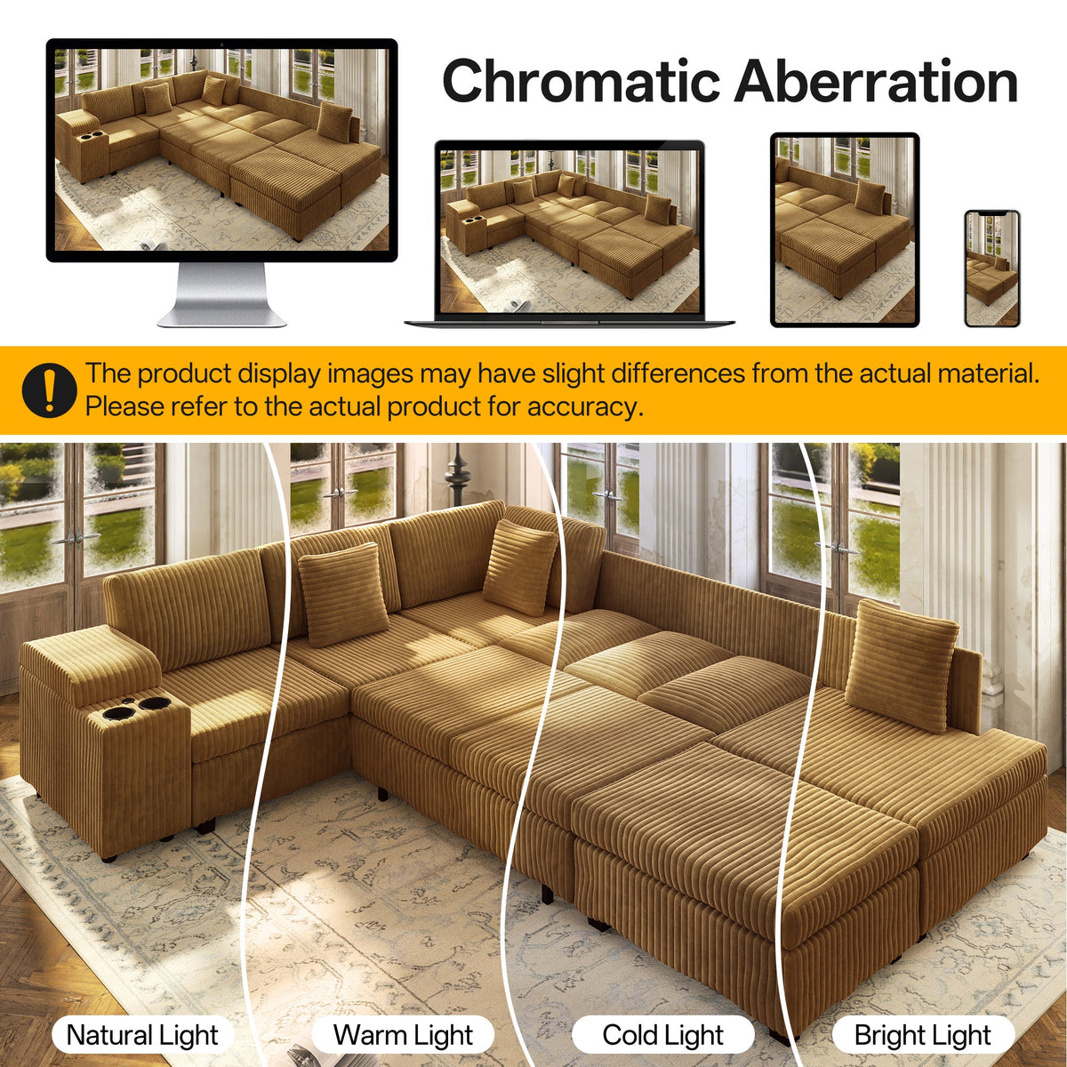 L-Shaped Sectional Sofa Set with Removable Ottoman