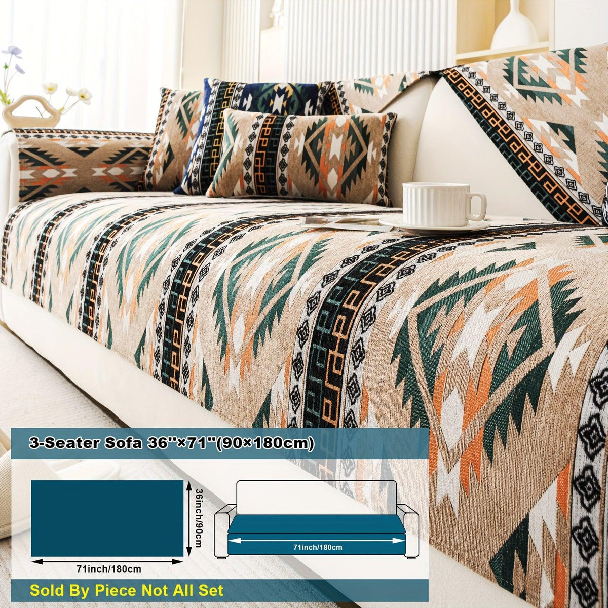 Boho Winter Couch Cover - Chic Snow Chenille Pet Protector