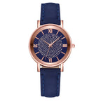 Womens Watches Bracelet Set Starry Sky Ladies Watch Casual Leather Student Quartz Wristwatch Luxury Fashion Minimalist Leather Strap Dress Analogue Quartz Round Elegant Watch