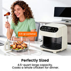 4.5 QT Glass Air Fryer - Pfas-Free & Dishwasher-Safe Basket, 360° View Cooking