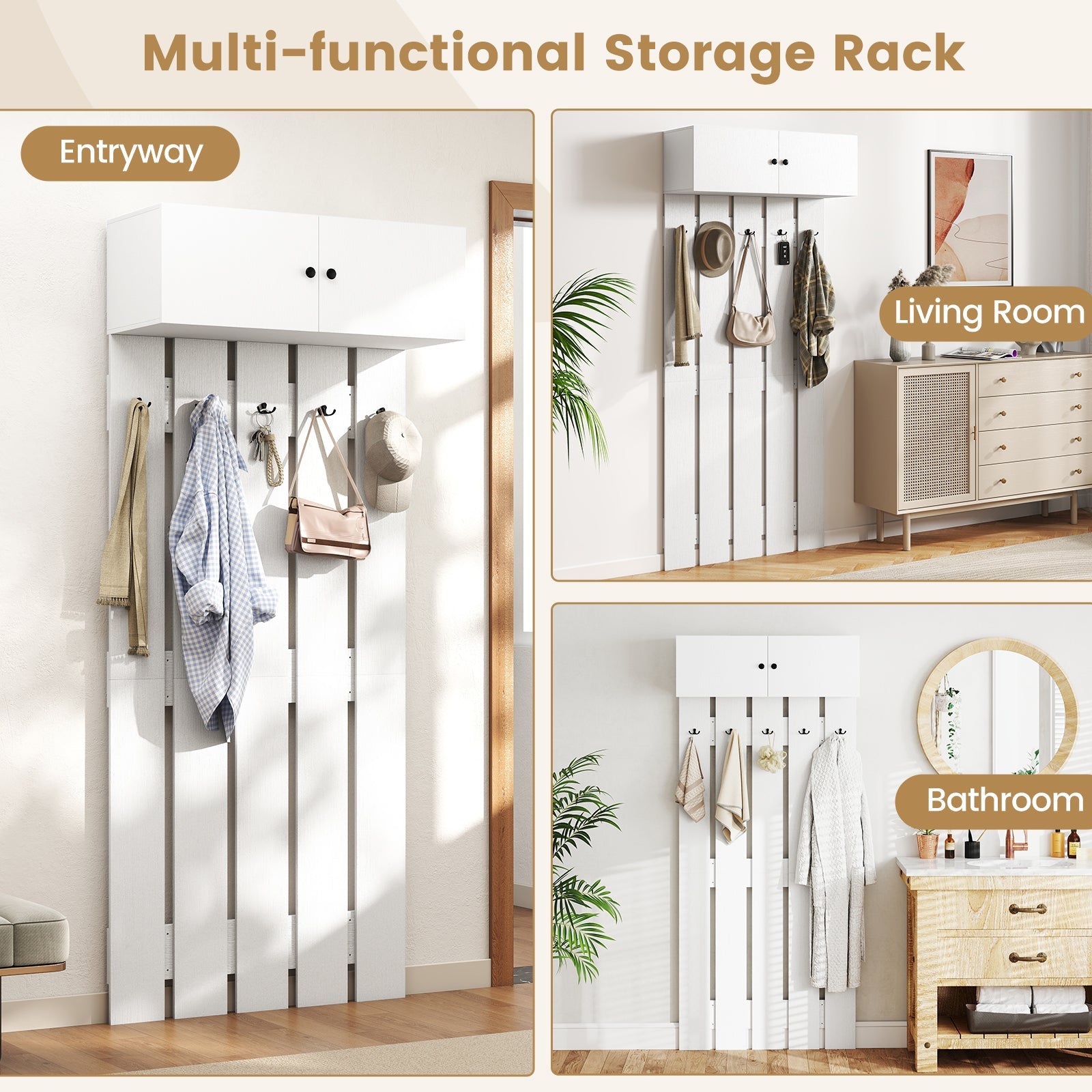 Entryway Wall Coat Rack Wall Mounted Coat Clothes Rack - Home Spa Robe Rack