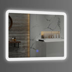 LED Wall-mounted Bathroom Rounded Arc Corner Mirror with Touch Control 28x20 Inch