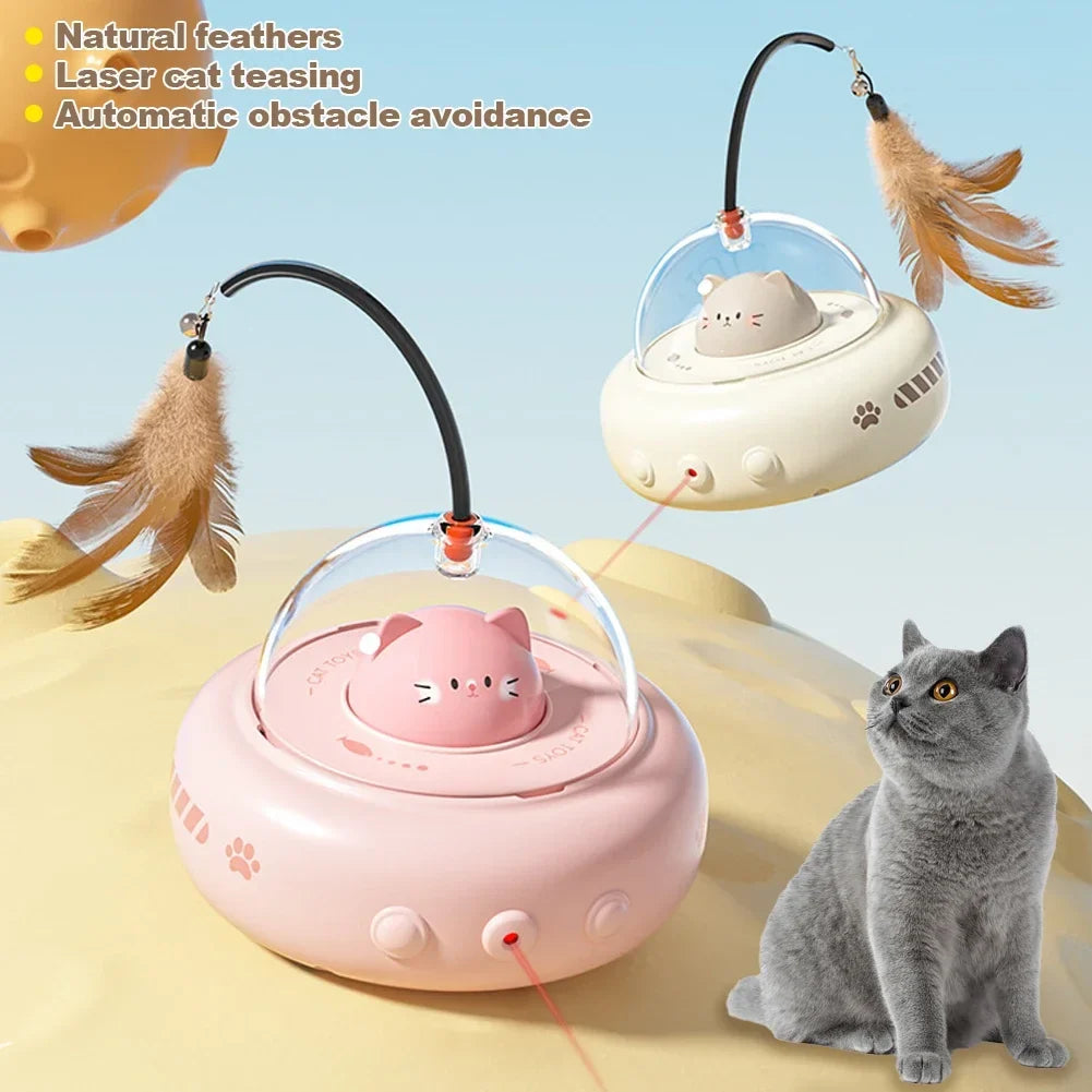 Rolling Light-Up UFO Cat Toy With Laser & Bell