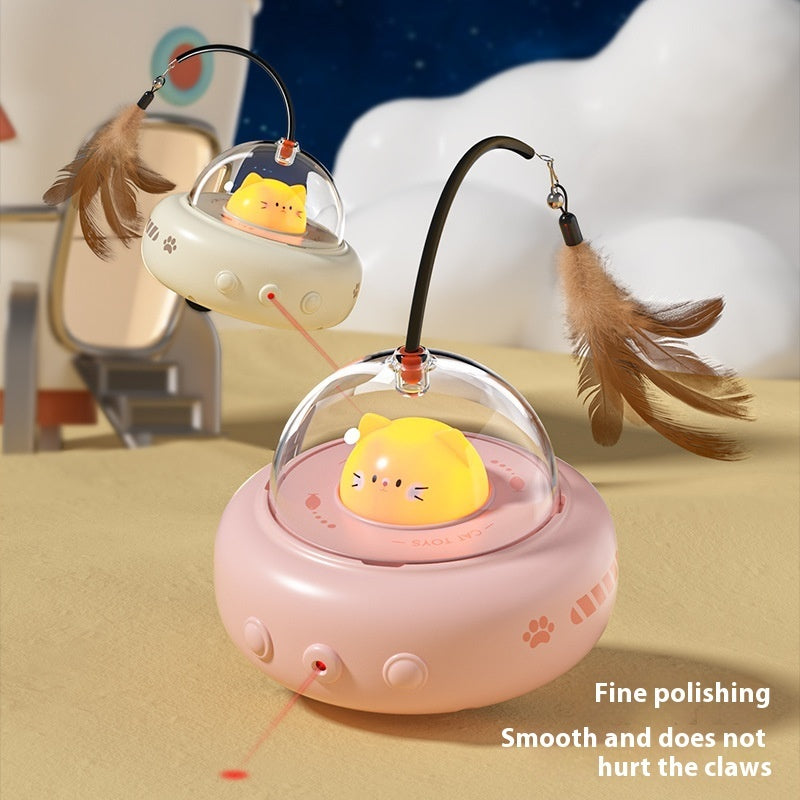 Rolling Light-Up UFO Cat Toy With Laser & Bell