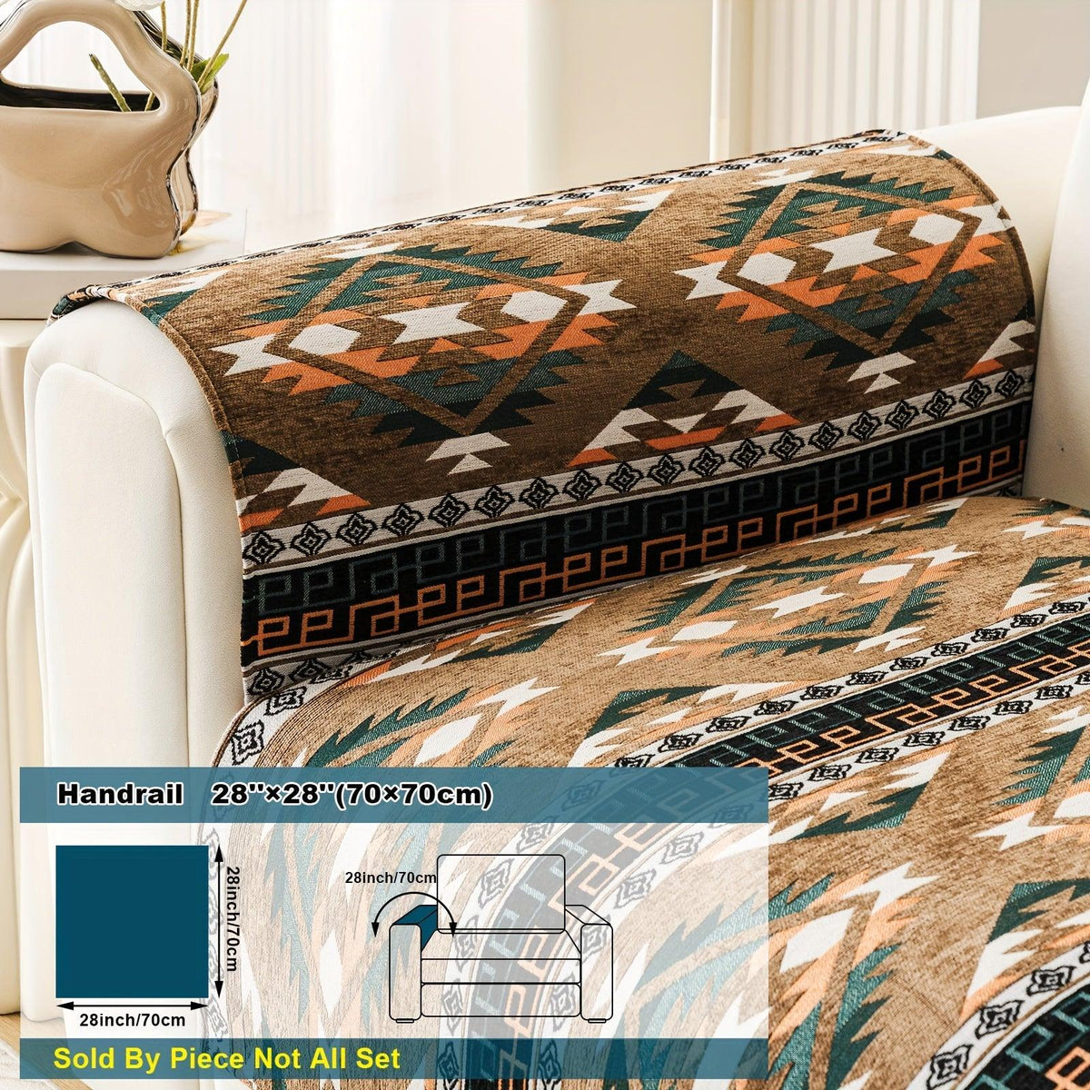 Boho Winter Couch Cover - Chic Snow Chenille Pet Protector