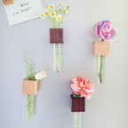 Mini Vase Magnets – Set of 2 – Beech & Walnut Wood – Decorative Fridge Magnets for Small Flowers or Greenery