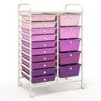 15-Drawer Utility Rolling Cart with Drawers Multi-Use Storage-Icecream Multicolor