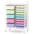 15-Drawer Utility Rolling Cart with Drawers Multi-Use Storage-Icecream Multicolor