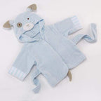 Blue Puppy Hooded Cotton Bathrobe