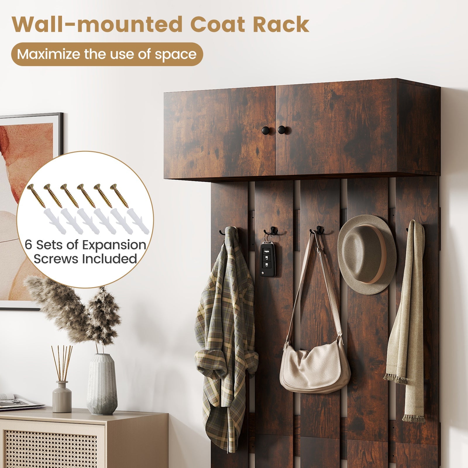 Entryway Wall Coat Rack Wall Mounted Coat Clothes Rack - Home Spa Robe Rack