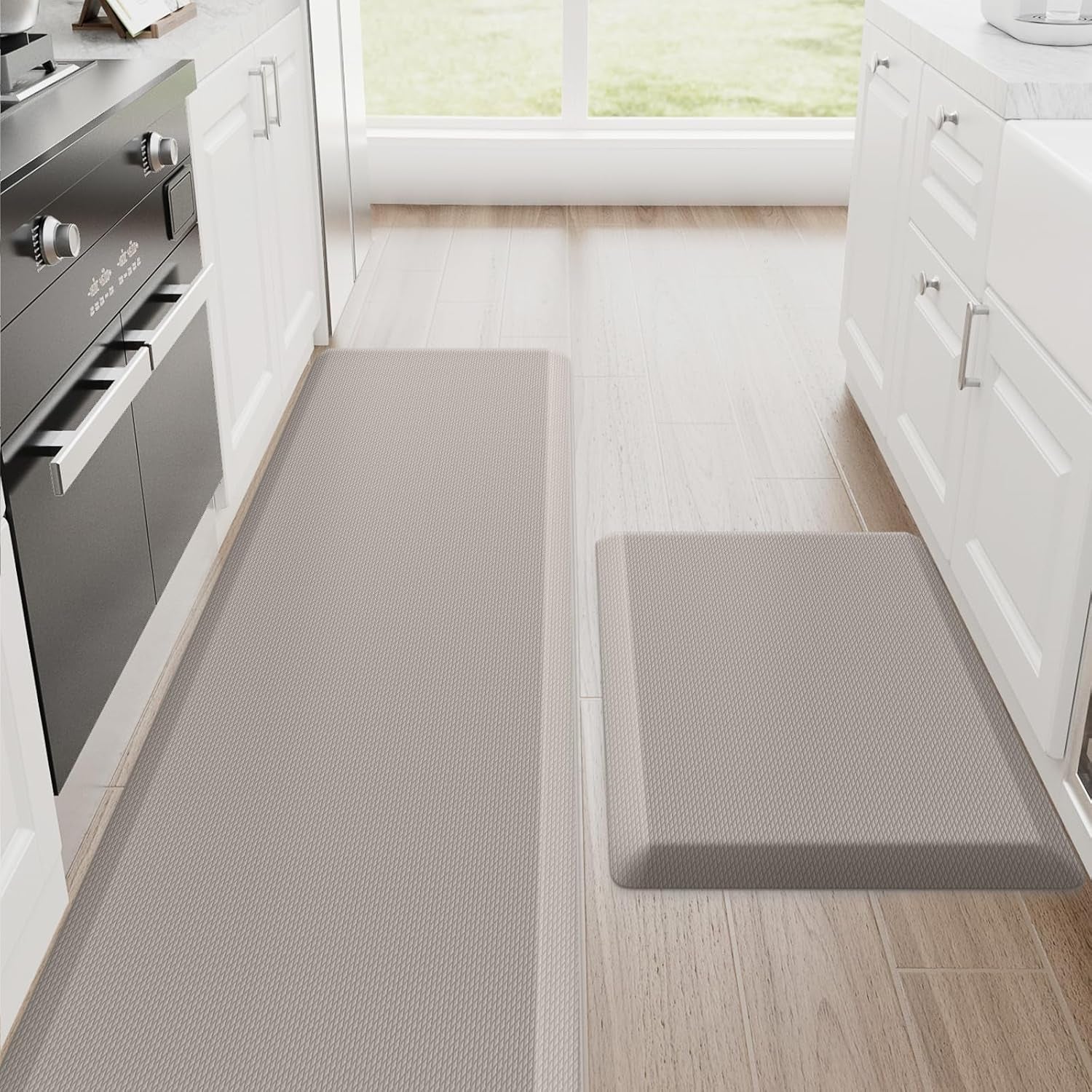 Kitchen Mats, 2PCS Kitchen Rugs, Cushioned anti Fatigue Kitchen Mats for Floor, Non-Slip Standing Desk Mat, Waterproof Kitchen Rug Set for Kitchen,20" X 32"+20" X 94.5"-Full 1Inch Thick,Black
