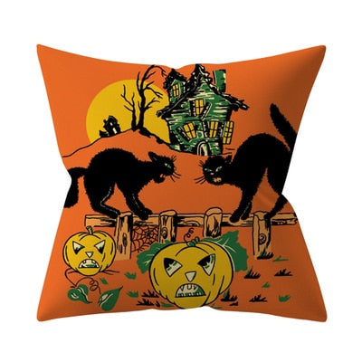 Retro Halloween Throw Pillow Cover