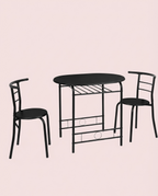 3-Piece Dining Set for 2 – Minimalist Wooden Table + 2 Metal Frame Chairs