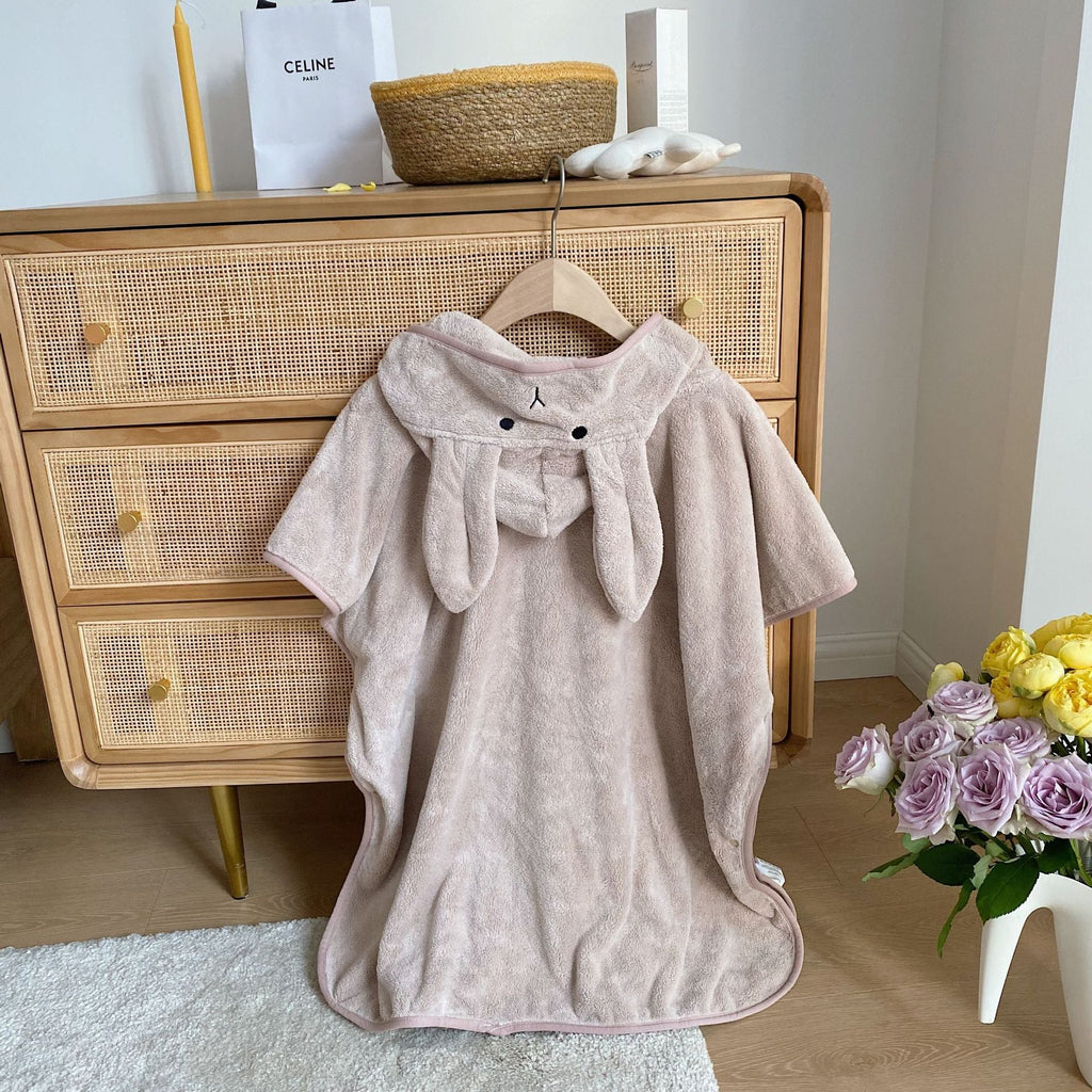 Trendy Rabbit Hooded Cartoon Bathrobes For Girls Boys