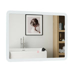 LED Wall-mounted Bathroom Rounded Arc Corner Mirror with Touch Control 28x20 Inch