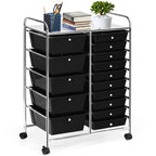 15-Drawer Utility Rolling Cart with Drawers Multi-Use Storage-Icecream Multicolor
