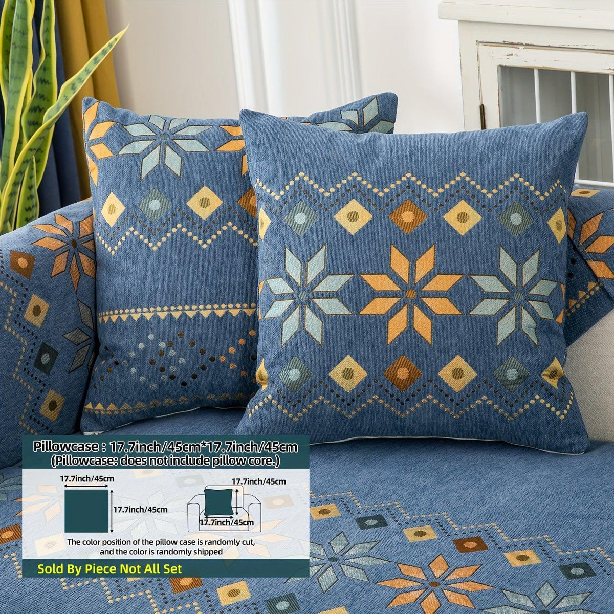 Geometric Bohemian Chenille Slipcovers Pet/Kid Friendly Washable