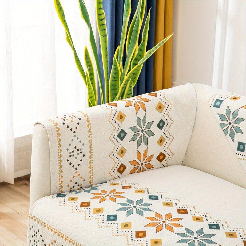 Geometric Bohemian Chenille Slipcovers Pet/Kid Friendly Washable