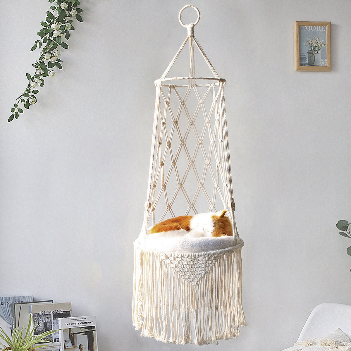Macrame Hanging Cat Bed & Swing